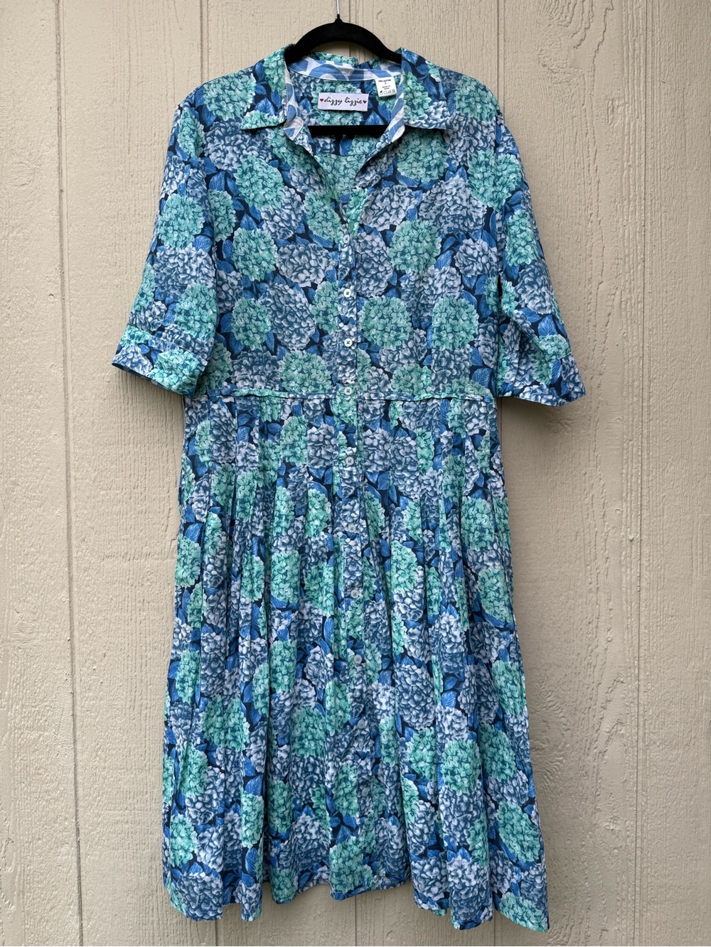 Dizzy Lizzie Mrs Maisel Cotton Hydrangea Print Button Front Dress Large